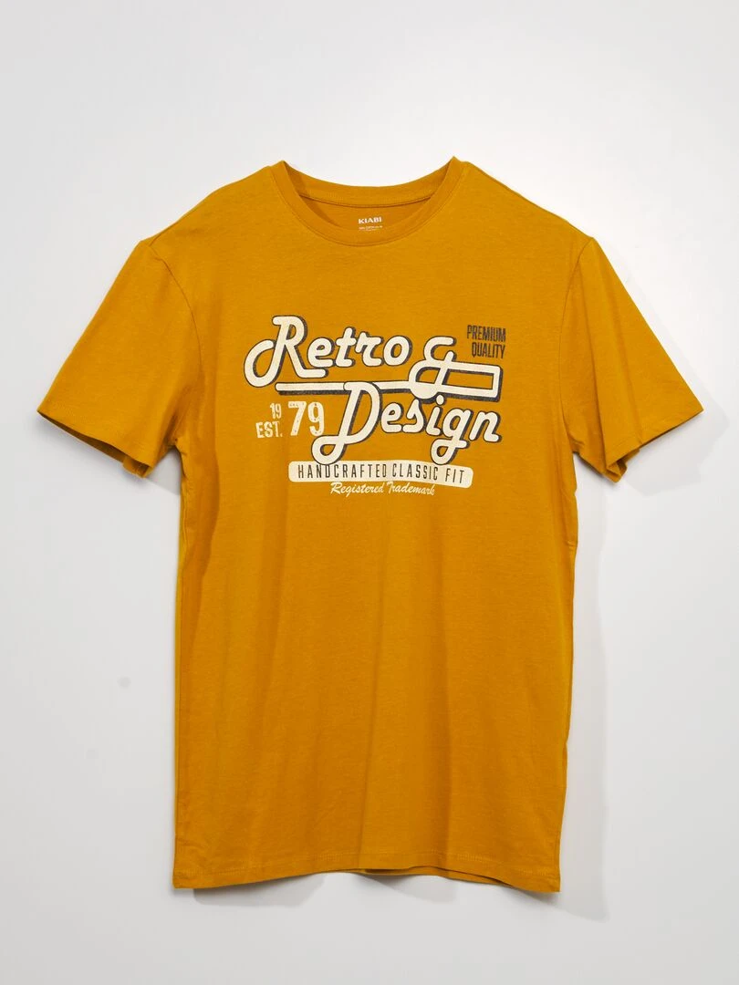 T shirt manches courtes avec imprimé Jaune