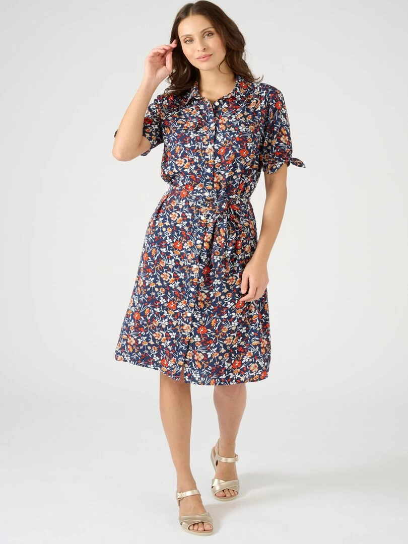 Robe chemise fibres pure viscose Lenzing(TM) EcoVero(TM)   Damart   Bleu marine