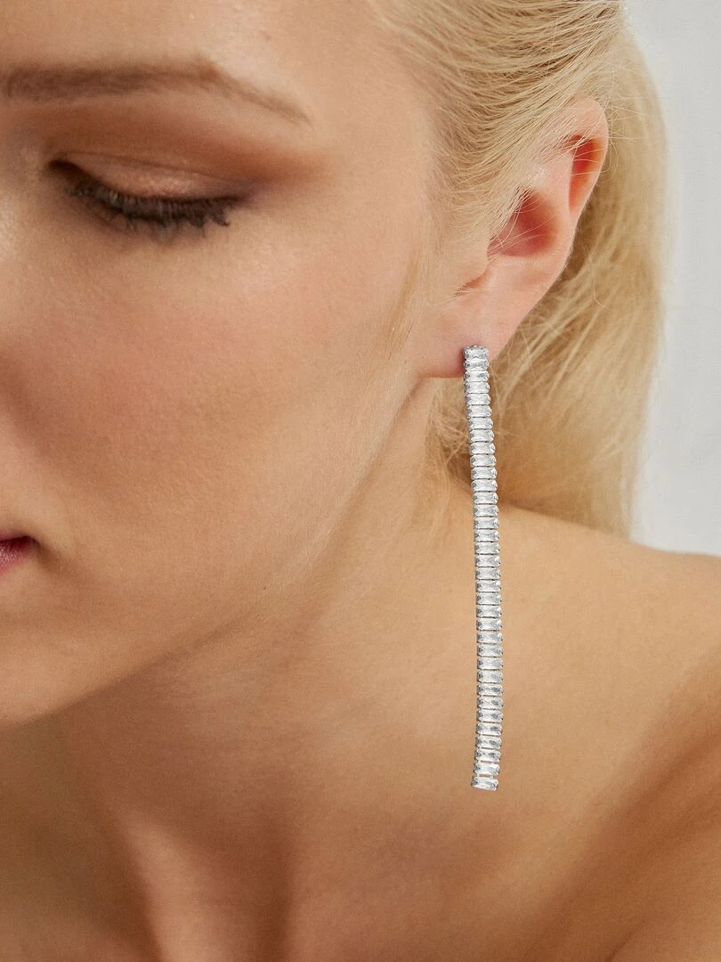 Boucles d'oreilles Buswa en zircone brillant rhodiées   Multicolore