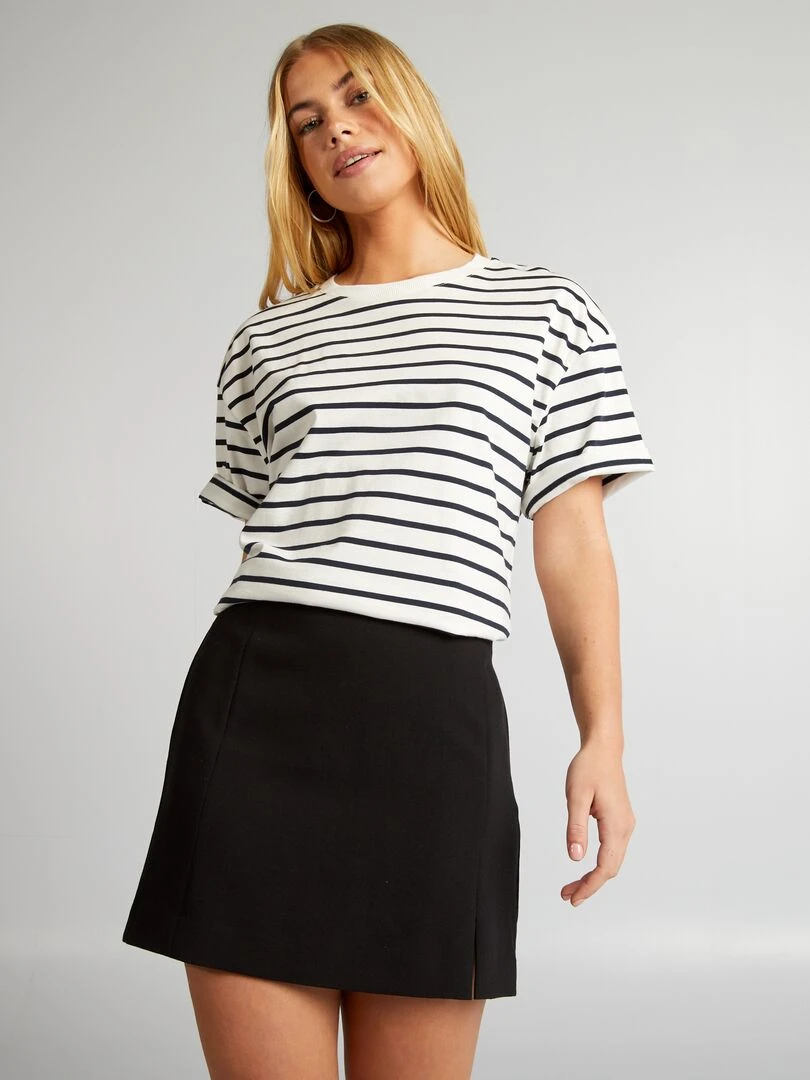 T shirt en maille jersey Tough Cotton™ Noir/blanc
