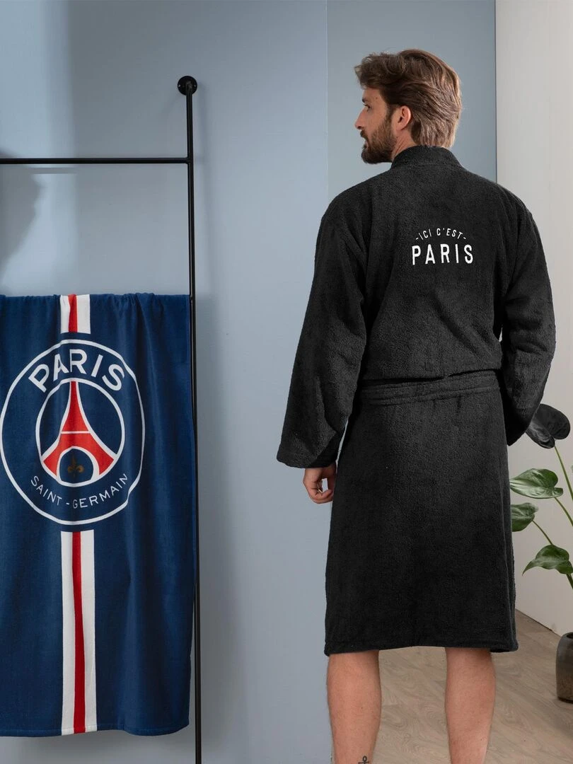 Peignoir adulte 100% coton  PSG PREMIUM   Noir
