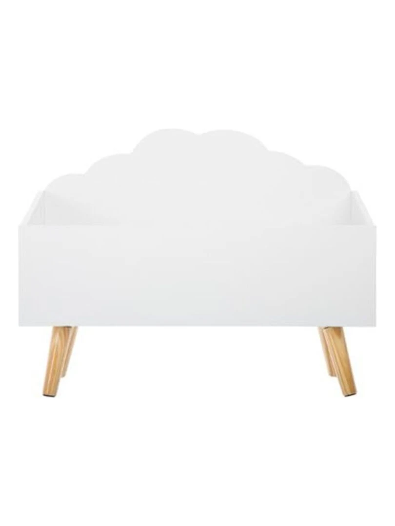 Coffre à jouets en bois pour enfant nuage blanc. Blanc