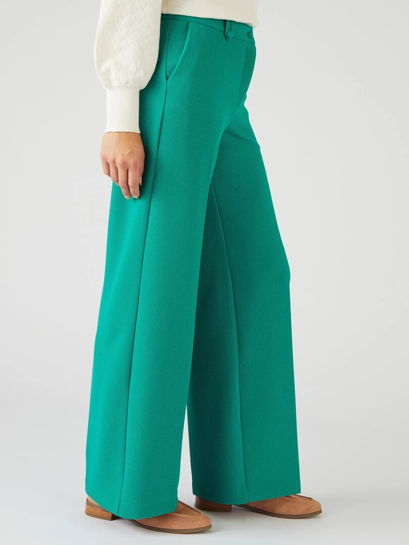 Pantalon large maille nid d abeille Damart Vert