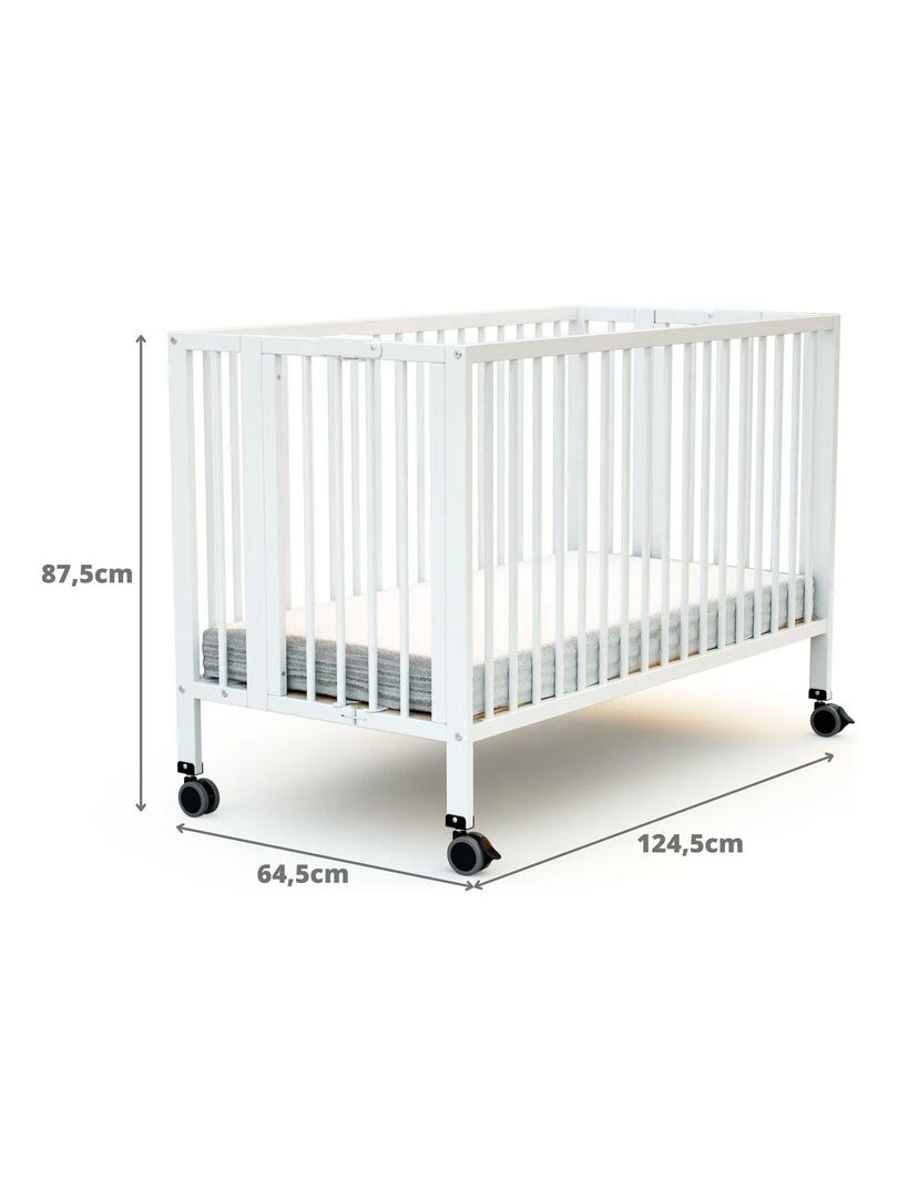 AT4    Lit bébé pliant ESSENTIEL en bois   Blanc