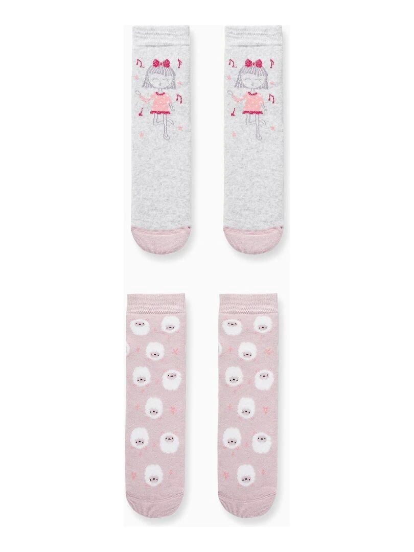 Pack 2 Paires de Chaussettes Épaisses Antidérapantes pour Fille 'Ovelhinhas' TALENTS NIGHT Multicolore