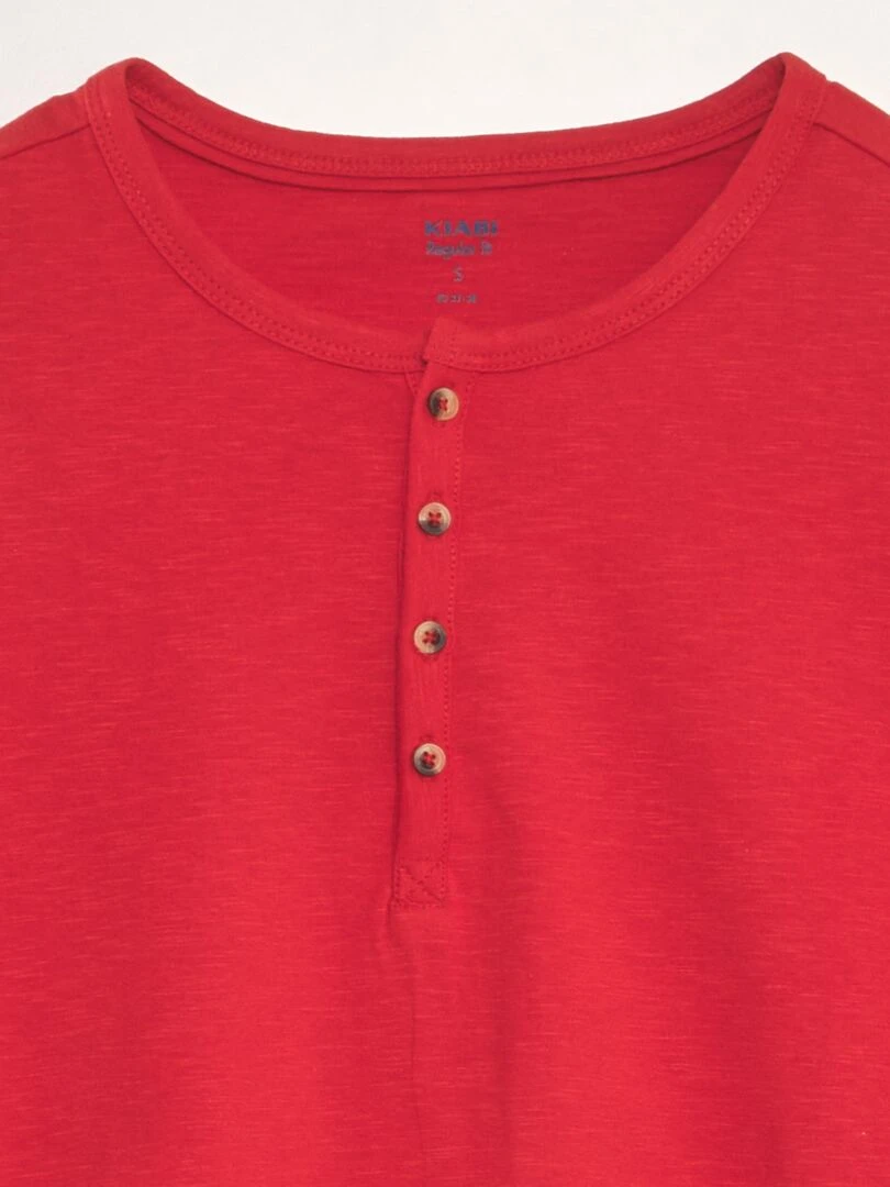 T shirt en jersey à col mao   Rouge