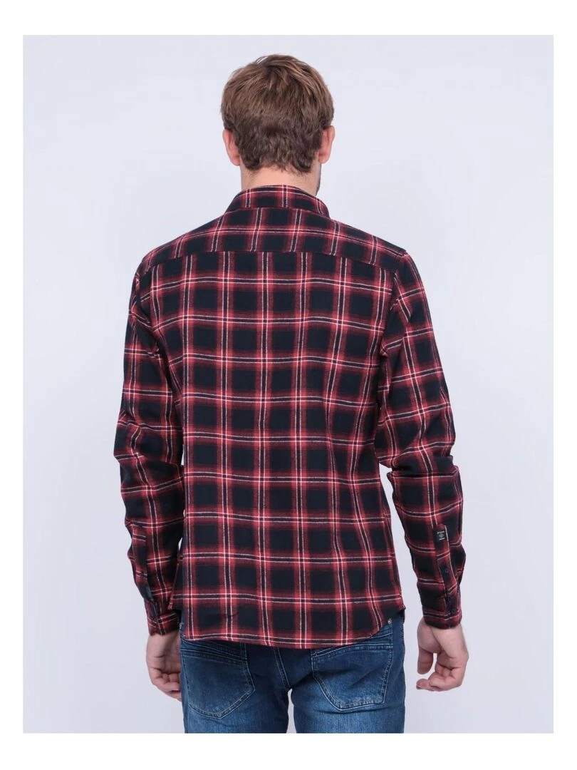 Chemise manches longues carreaux TORIKO Bordeaux