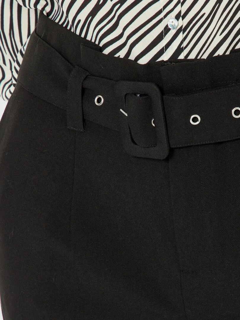 Pantalon carotte avec ceinture   noir