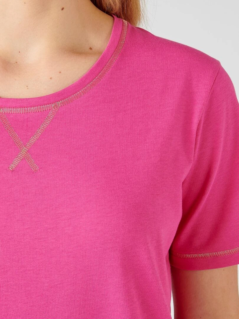 Pyjacourt fantaisie maille jersey pur coton peigné Damart Rose