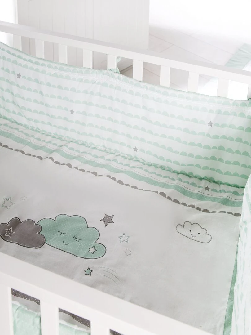 Tapis de parc universel avec bords imprimé nuages 'ROBA' Happy Cloud Vert d'eau