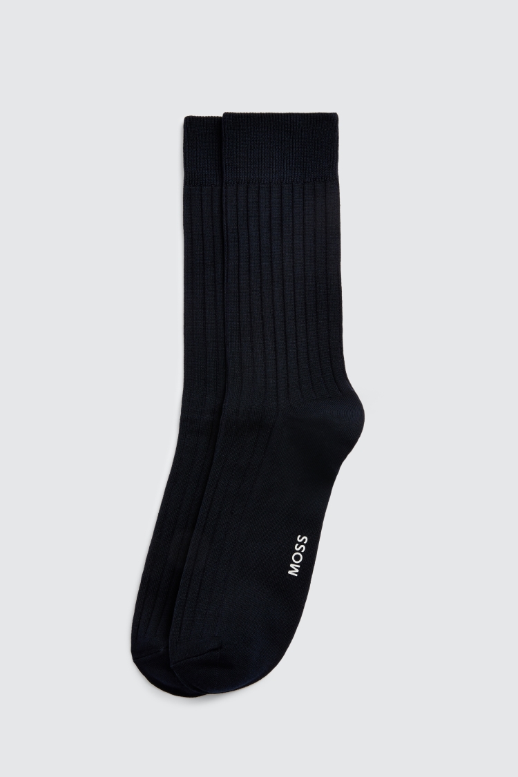 Navy Fine Ribbed Socks Buy Online at Moss