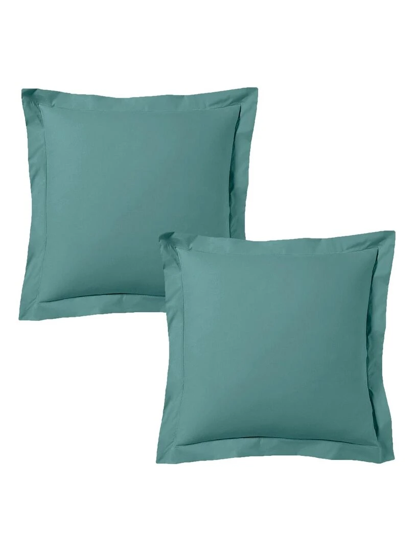 Blanc Avenue Lot De 2 Taies D'oreiller 63x63 Cm Satin De Coton Vert