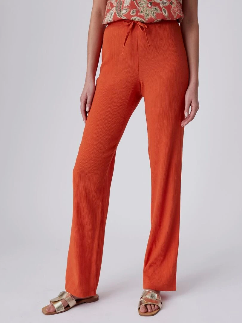 Pantalon fluide crépon Damart Orange