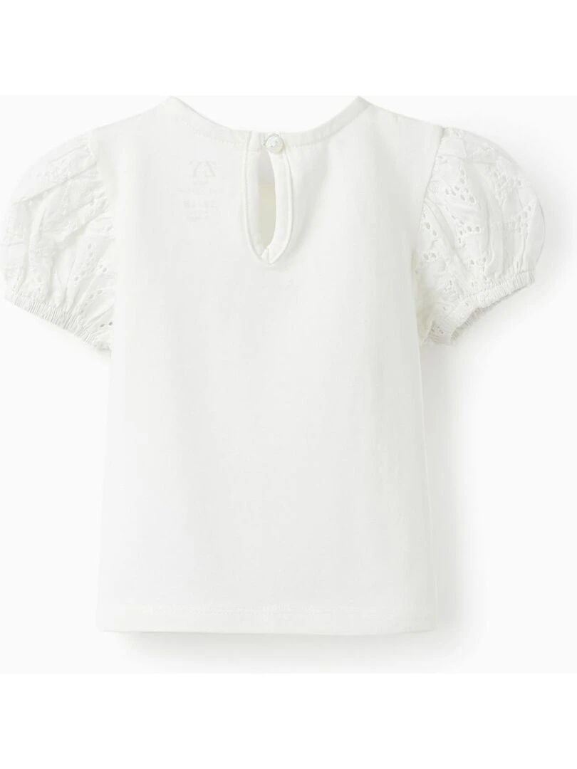 T shirt avec Broderie pour Bébé Fille manches courtes ATLANTIC COMPANY Blanc
