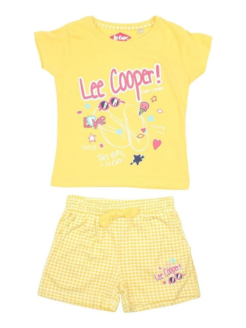 Lee Cooper Ensemble T shirt short fille Imprimé Lee Cooper Jaune