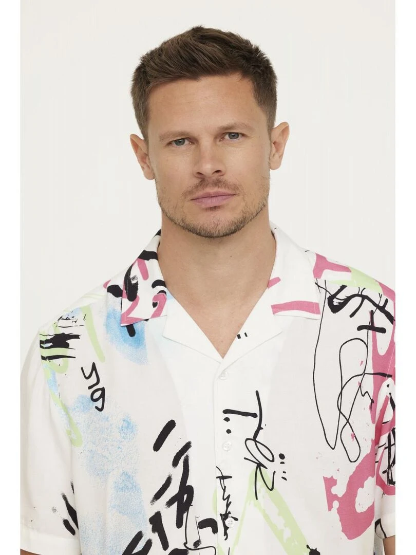 Lee Cooper   Chemise manches courtes viscose relaxed DIRON   Blanc