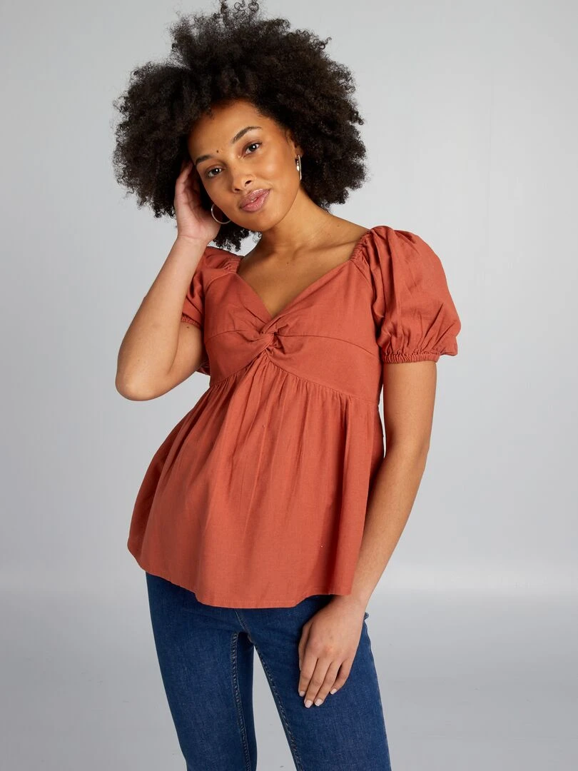 Blouse grossesse en lin Rouge