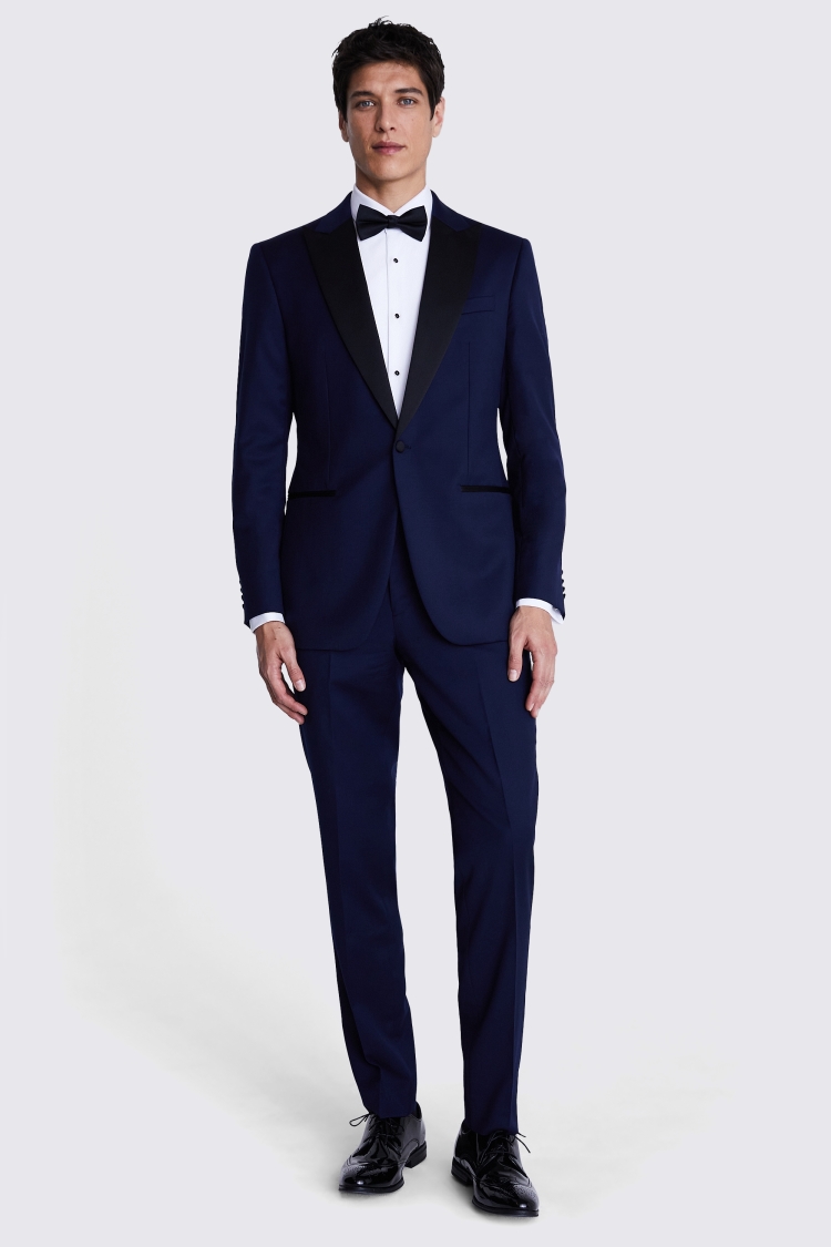 Tailored Fit Navy Twill Peak Lapel Tuxedo Jacket Buy Online at Moss