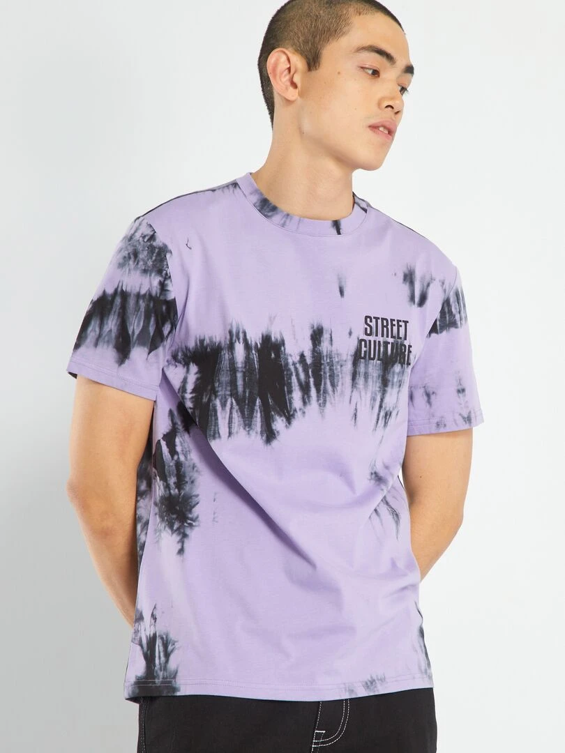 T shirt en jersey tie and dye Violet