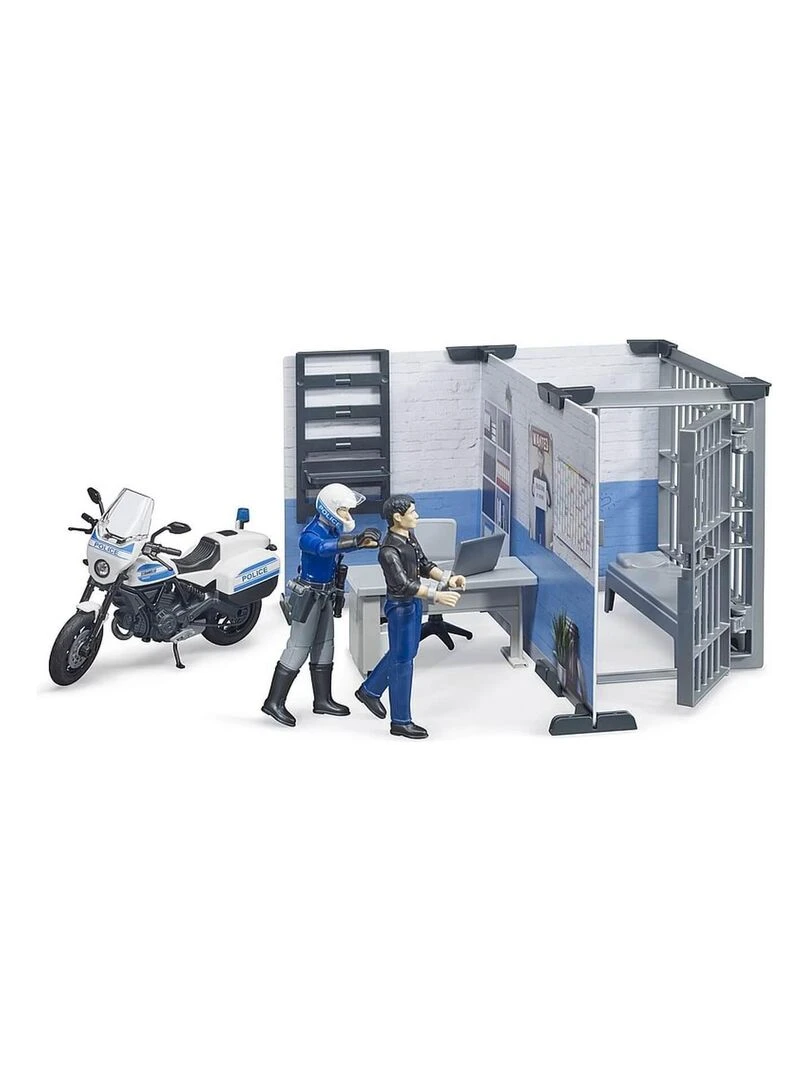 Figurine Bworld : Poste de police avec moto   N/A