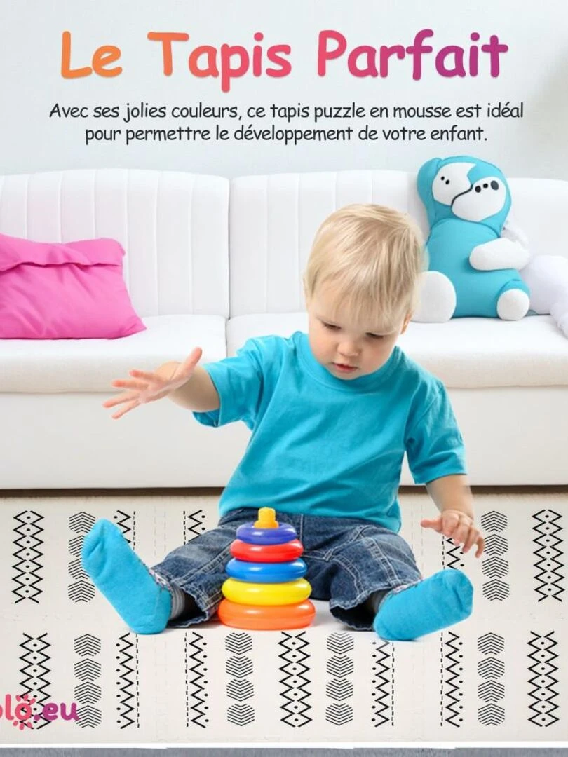 Tapis De Jeu Enfant Puzzle Arc En Ciel par Kidolo   120 x 180 cm   Beige