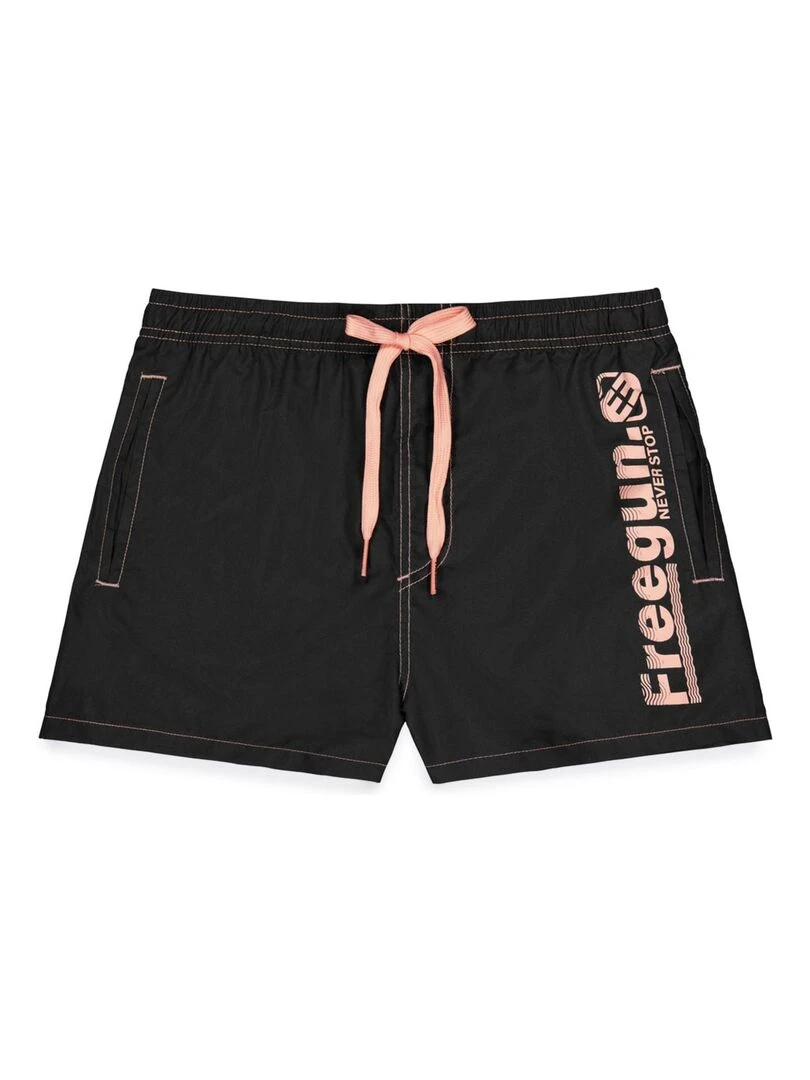 Boardshort court homme ceinture tout élastiquée Freegun Noir