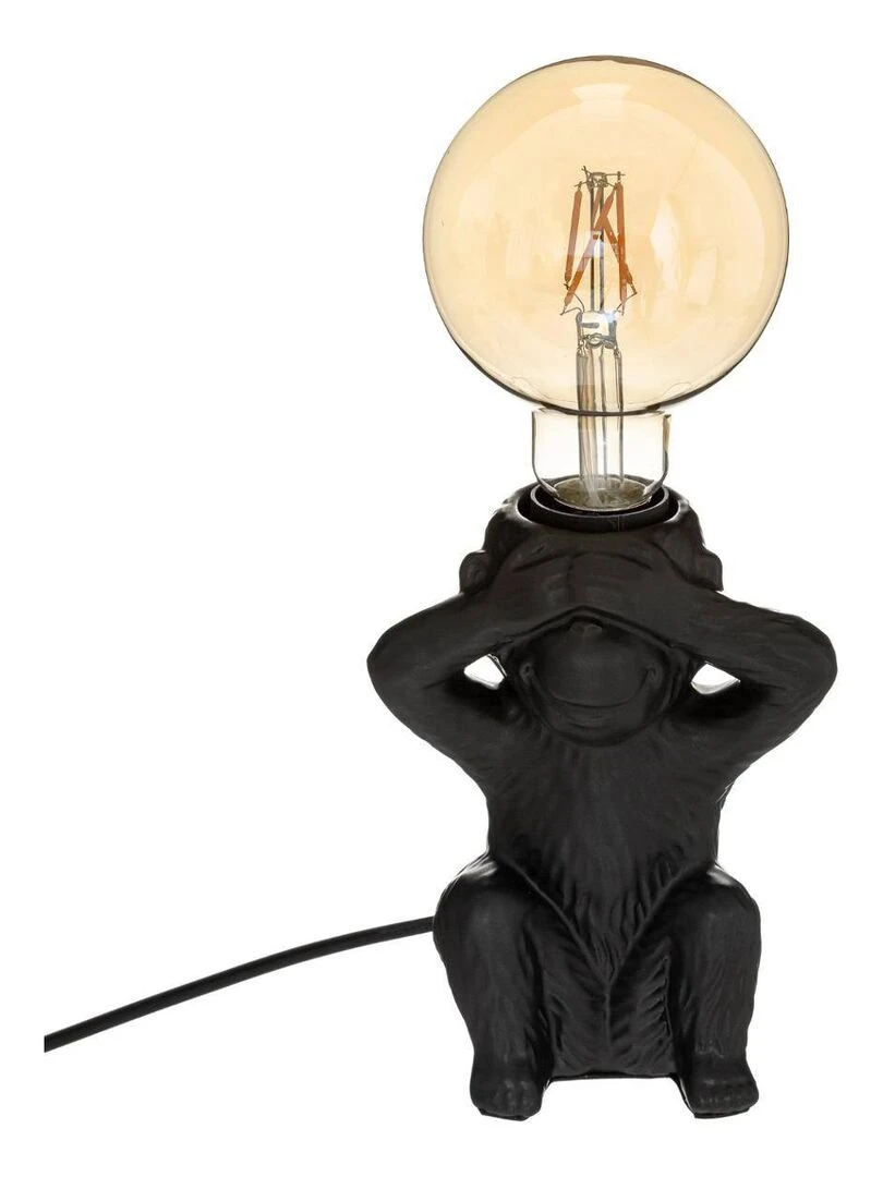 Lampe socle céramique singe yeux noir H17 Noir