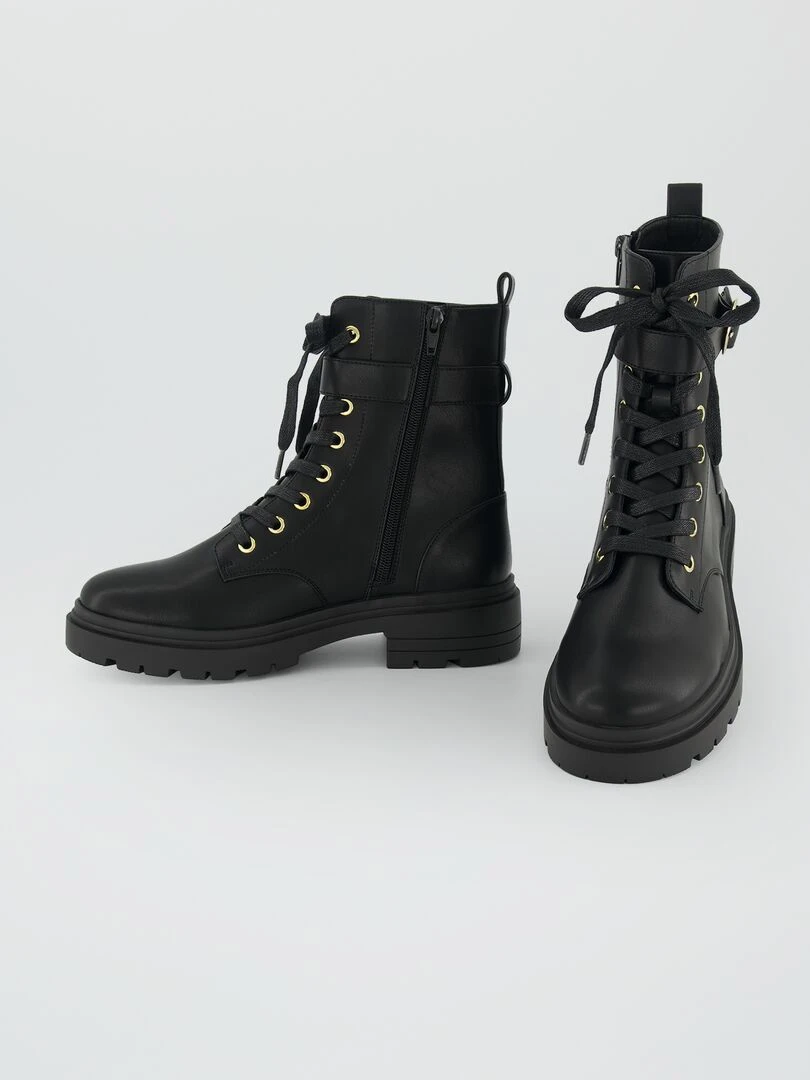 Bottines à lacets à semelle crantée   noir