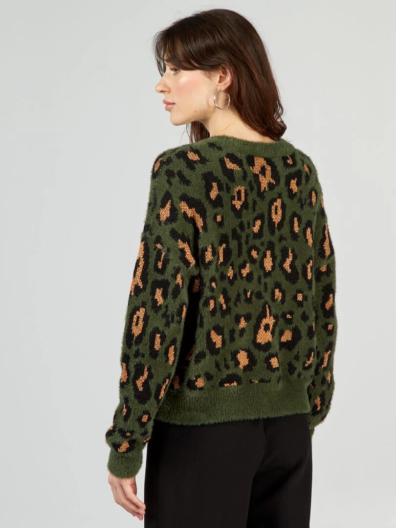 Pull en maille à motif 'léopard'   Vert