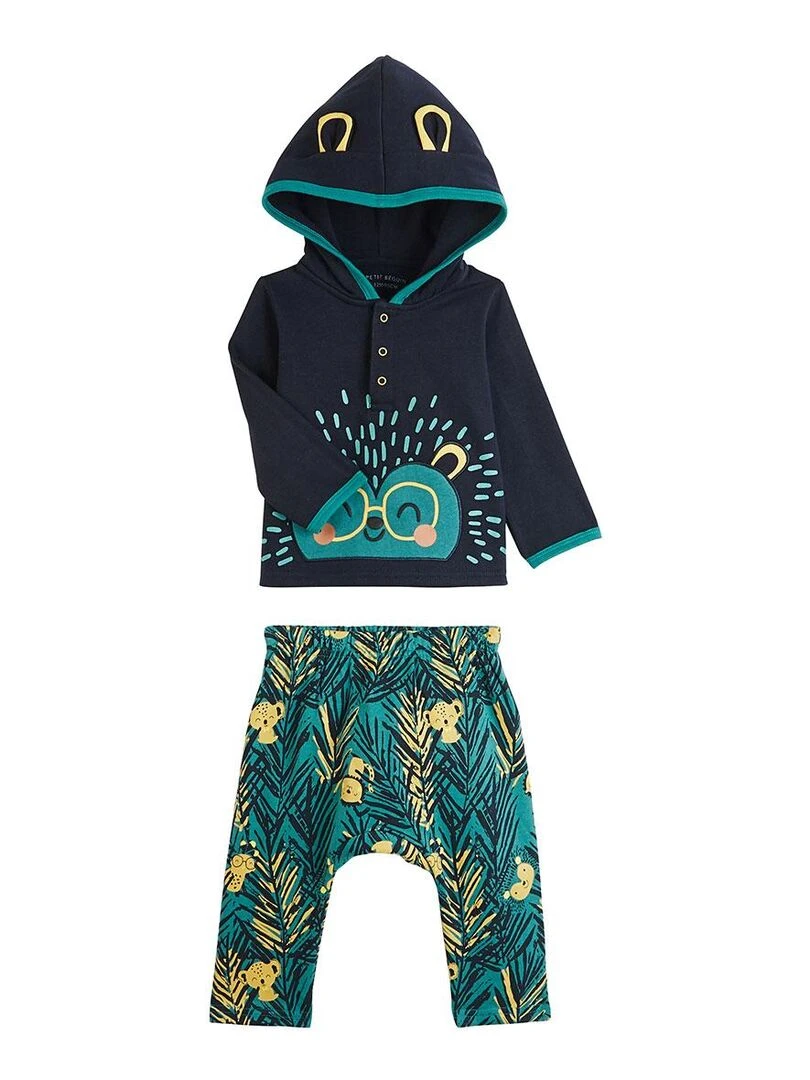 Ensemble en molleton sweat et pantalon bébé garçon Panama Bleu