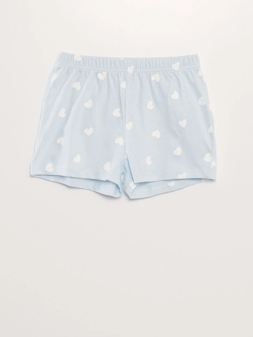 Ensemble de pyjama : T shirt + short   2 pièces   Bleu clair