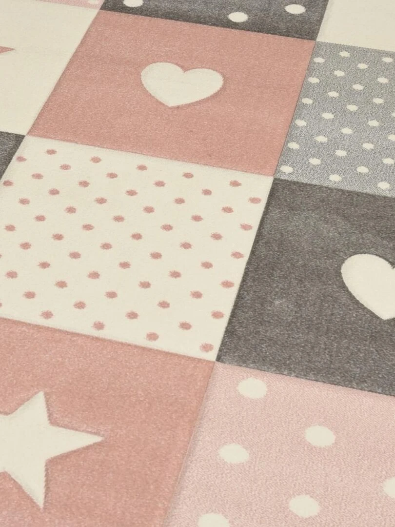 Tapis enfant MINIKIDS en polypropylène doux et soyeux OEKO TEX® Rose
