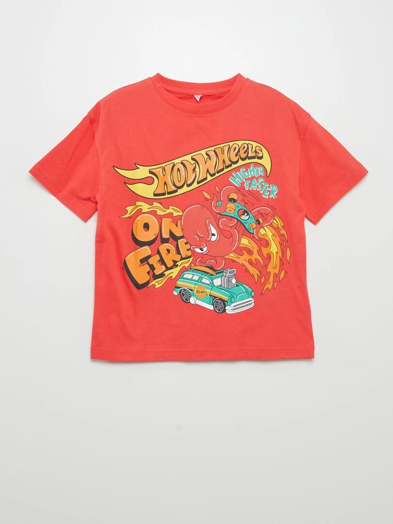 Tee shirt imprimé 'Hot Wheels' rouge