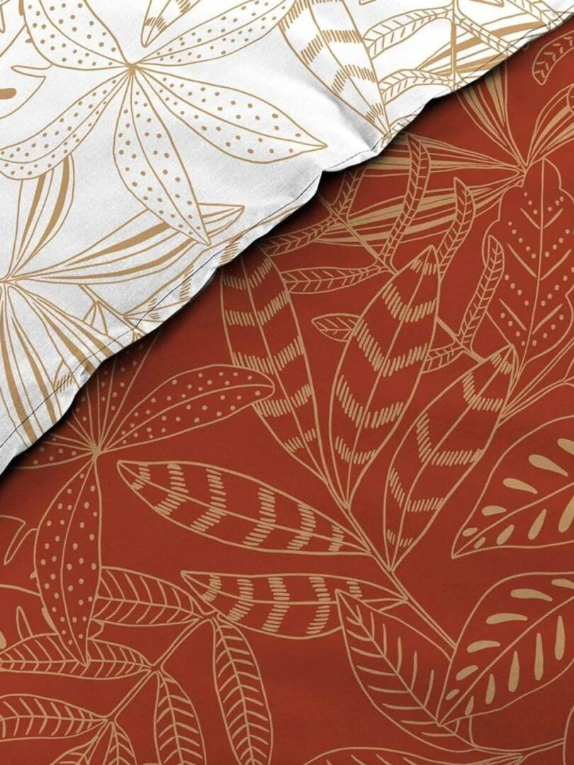 Housse de couette 240x220 + 2 taies Belflor terracotta or coton 57 fils   Orange