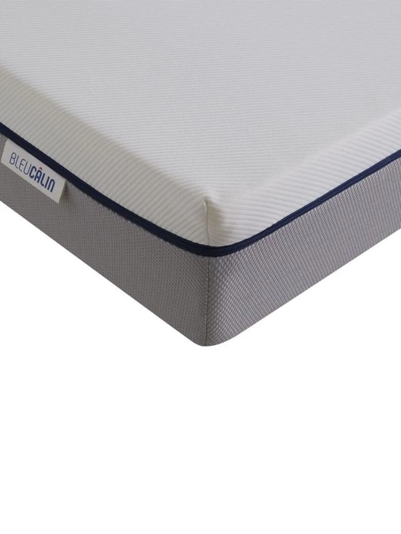 Bleu Câlin   Matelas mousse hybride confort ferme   épaisseur 16cm L'Agréable   Blanc Gris Bleu