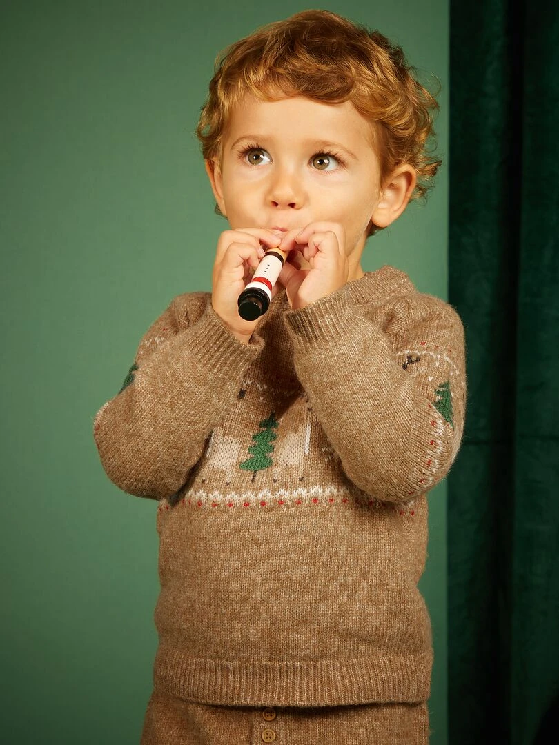 Pull de Noël avec motif fantaisie Marron