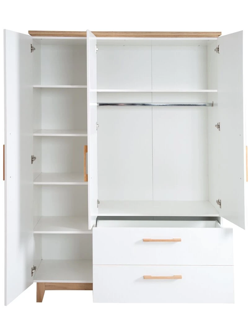 ROBA Armoire "Finn" 3 portes et 2 tiroirs – blanc   Blanc