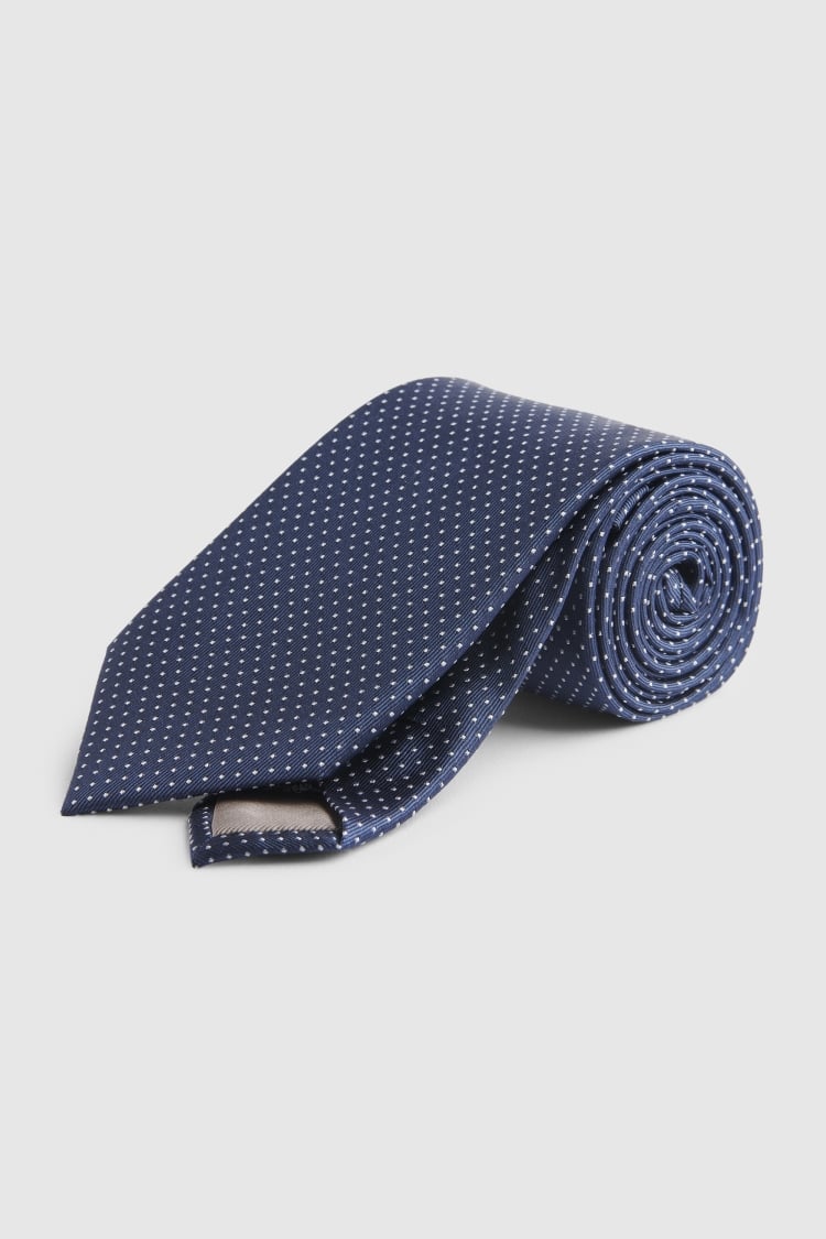 Navy Pindot Silk Tie Buy Online at Moss