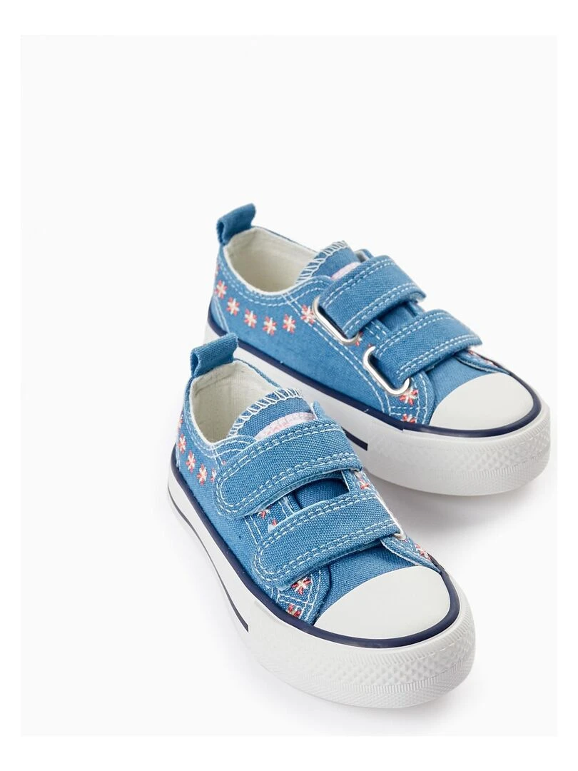 Baskets en jean avec fleurs brodées pour bébé fille '50s Sneaker' Bleu