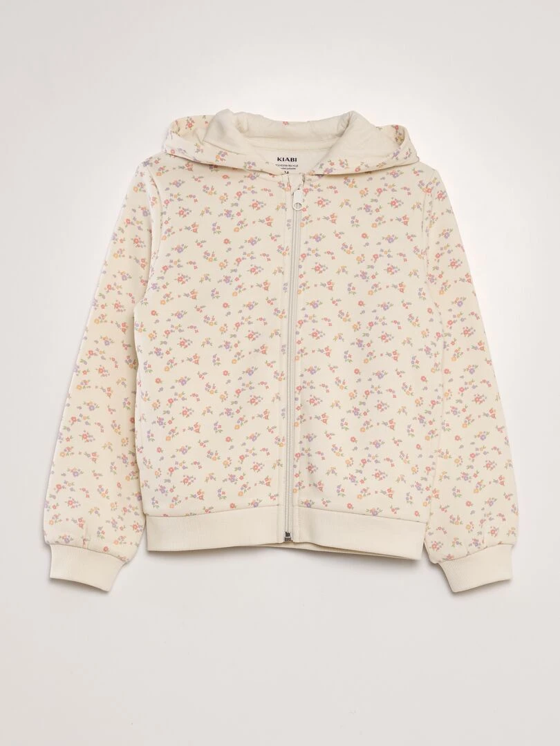 Sweat à capuche à motifs Ecru