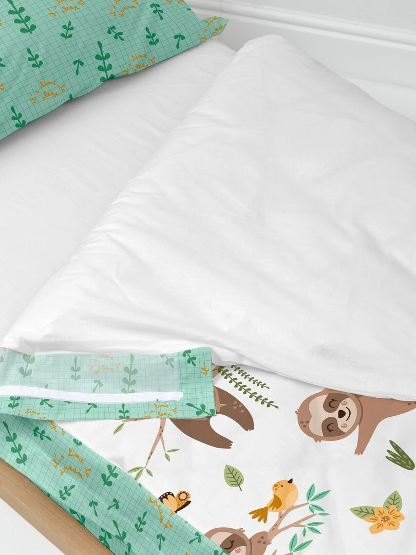 Couchage prêt à dormir Avec rembourrage Happy sloth "Happyfriday" Blanc Vert