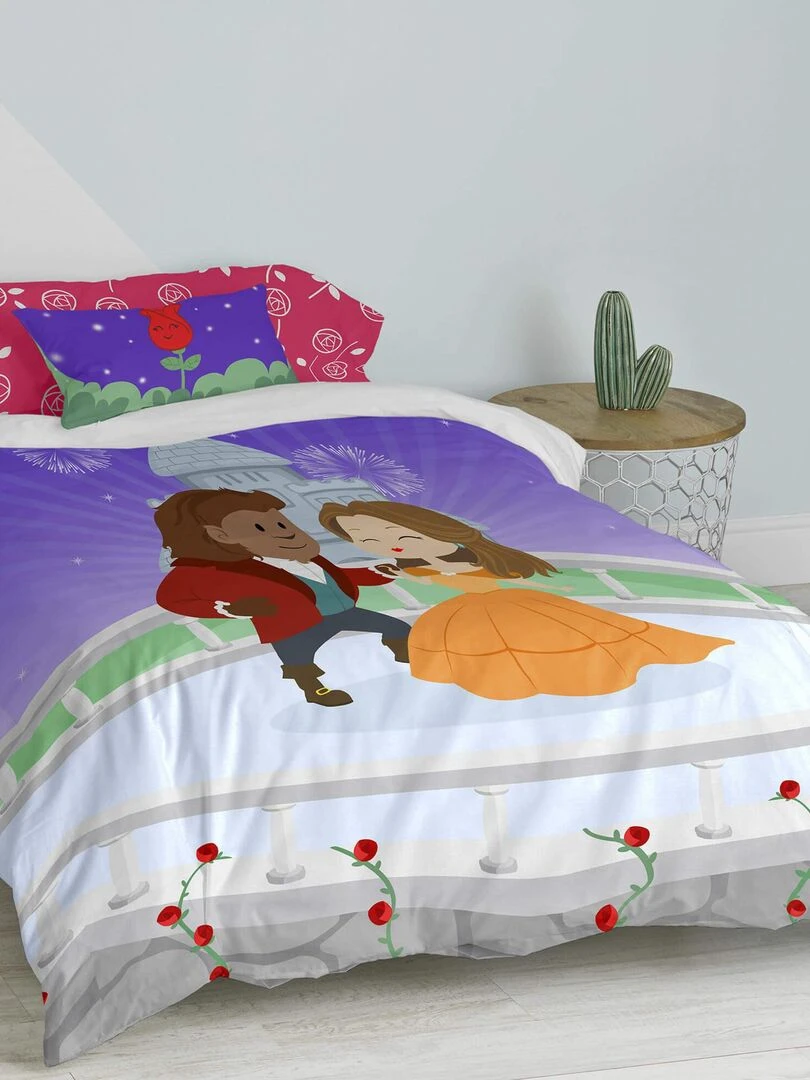 Parure housse de couette 2 pièces Magic rose "Happyfriday" Blanc