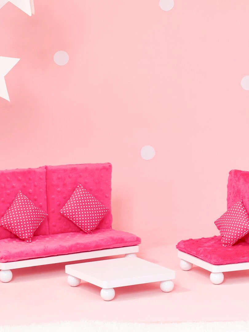 Salon avec canapé fauteuil et table base pour poupée ou poupon jouet Olivias Little World   N/A