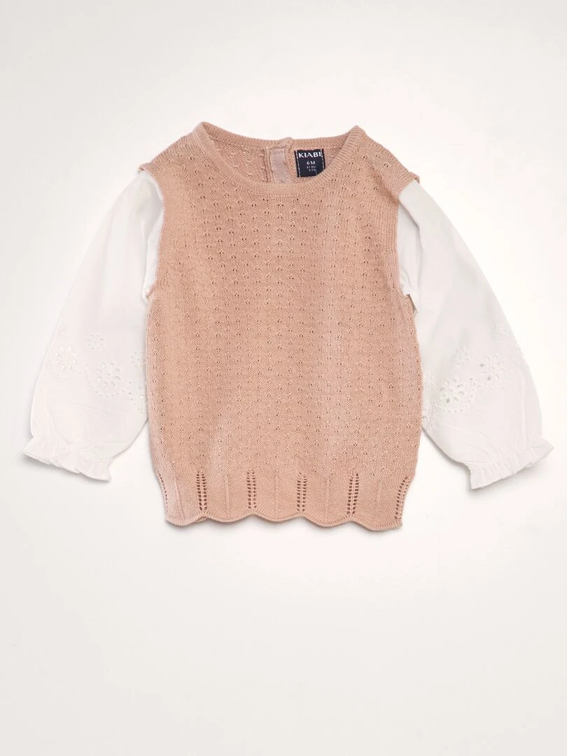 Pull en maille ajourée effet 2 en 1 ROSE