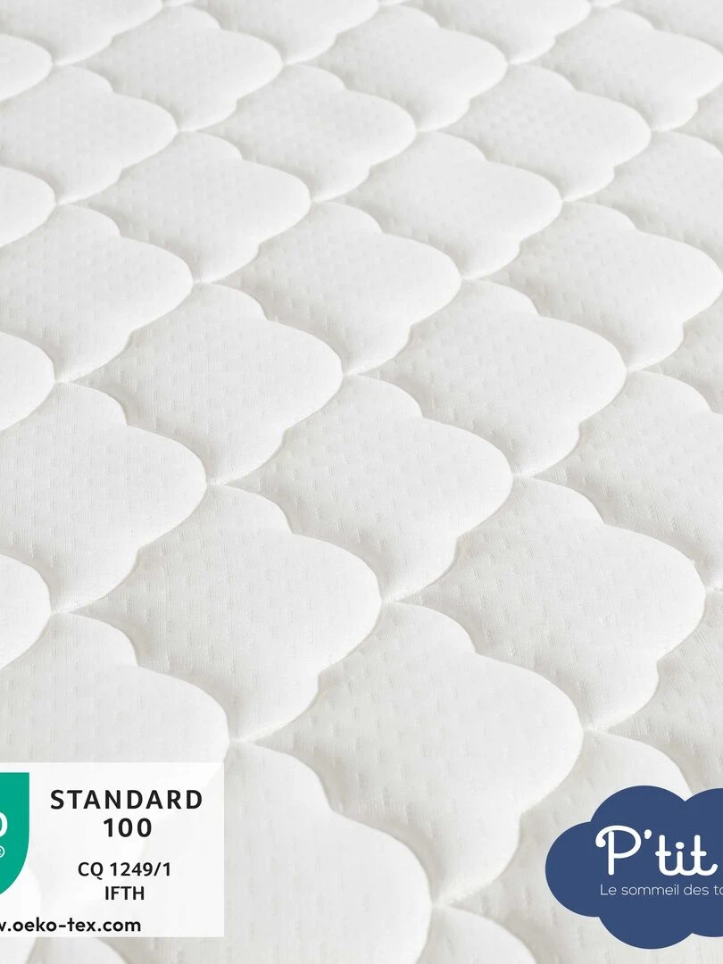 Matelas Bébé Parfait   60x120 cm   Déhoussable   Réversible   Blanc