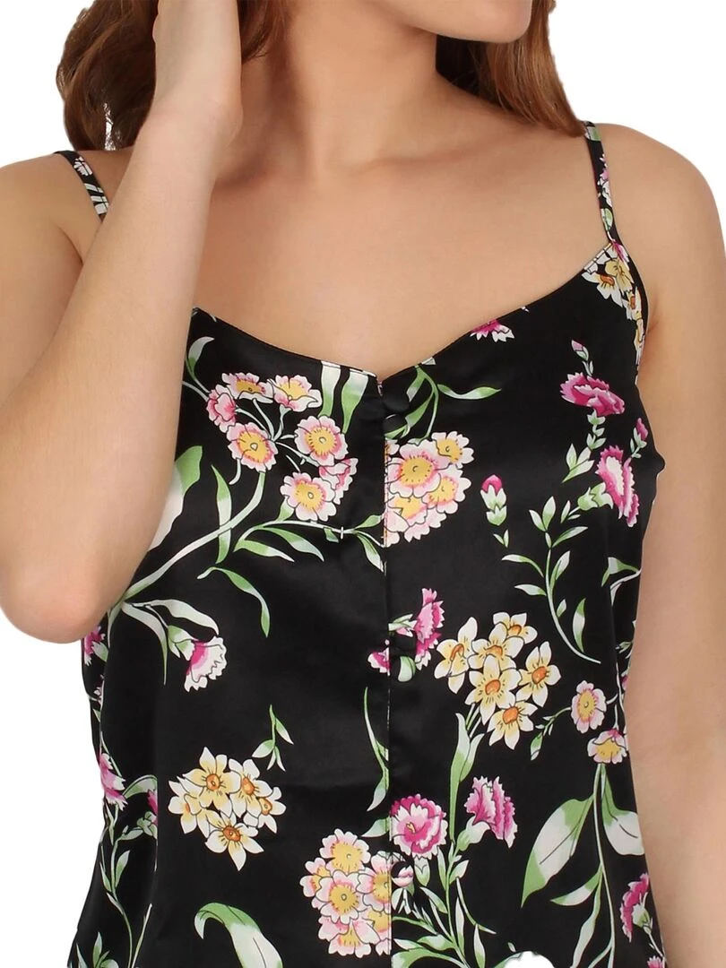 Pyjama short débardeur Black Flowers noir   Noir