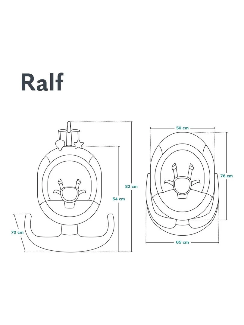 LIONELO Ralf   Transat et Balancelle Électrique Bébé   Ttélécommande   5 vitesses de balancement   Gris Beige