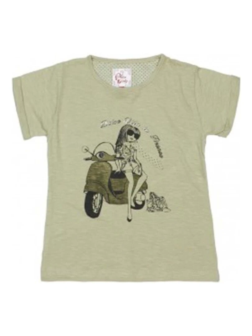 T shirt manches courtes fille FADESPOLI MISS GIRLY Gris taupe