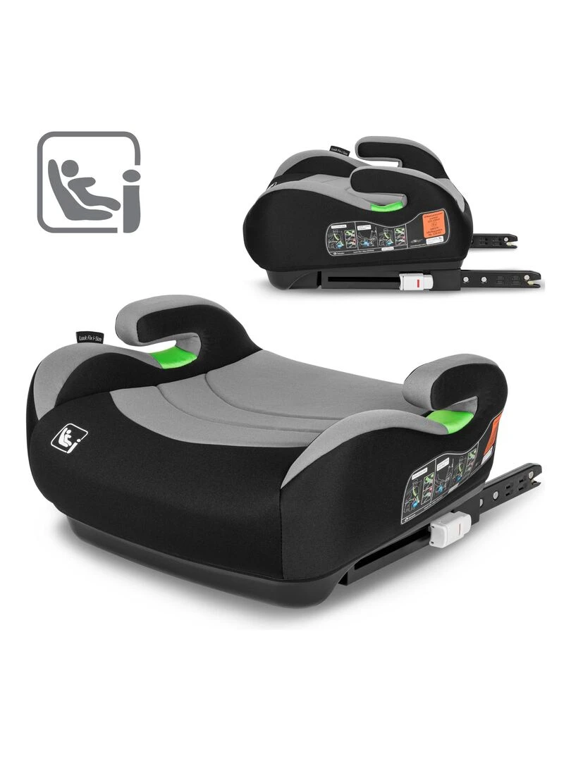 Réhausseur bas LIONELO Luuk Fix i Size Groupe 2/3 ISOFIX Gris Noir Gris