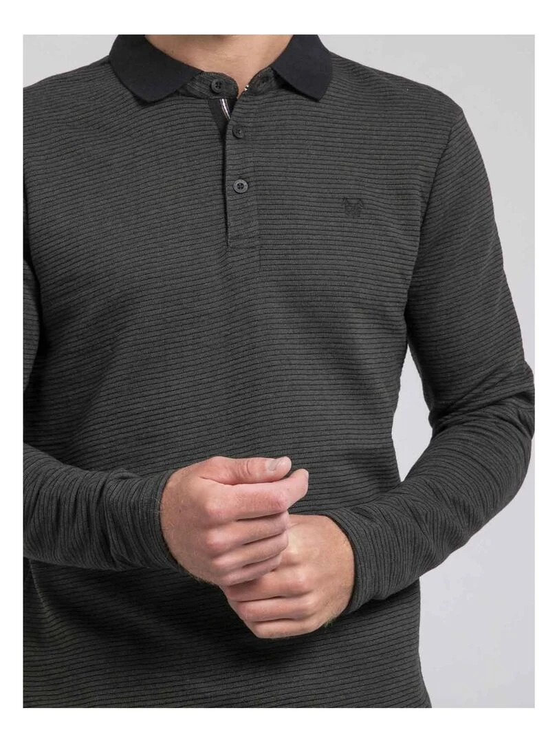 Polo manches longues pur coton POMEGAN   Noir